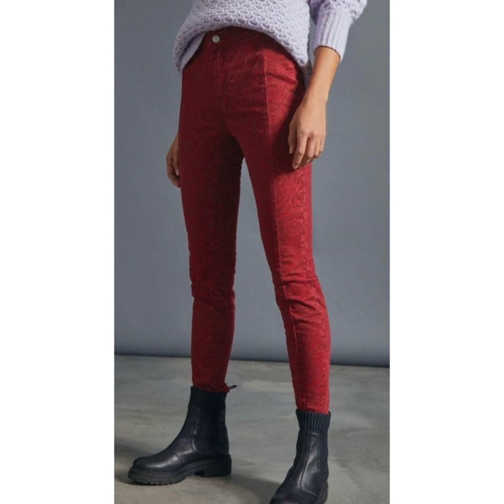 Anthropologie Pilcro Floral Print Denim Leggings Skinny Stretch Size 26 NWT